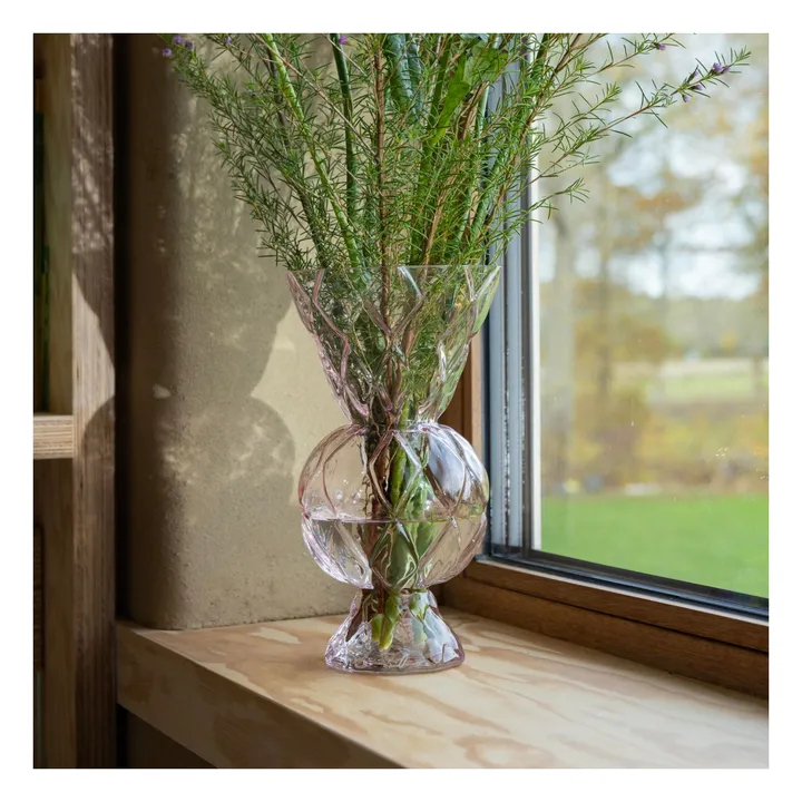 Rhombic diamond-shaped glass vase | Pink- Product image n°1