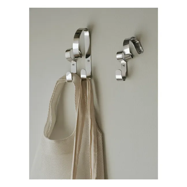 Ribbon double coat hook | Silver