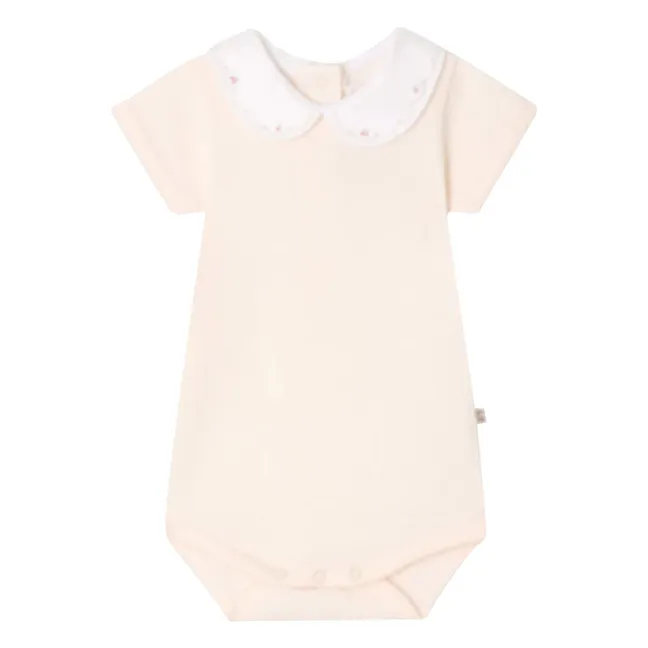 Organic cotton swan bodysuit | Powder pink