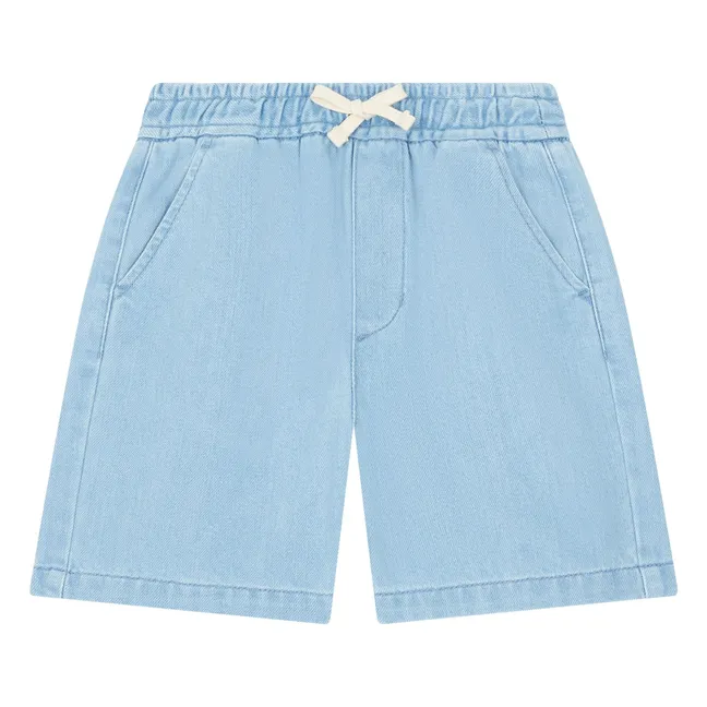 Short en Jean Délavé Taille Ajustable | Bleu jean