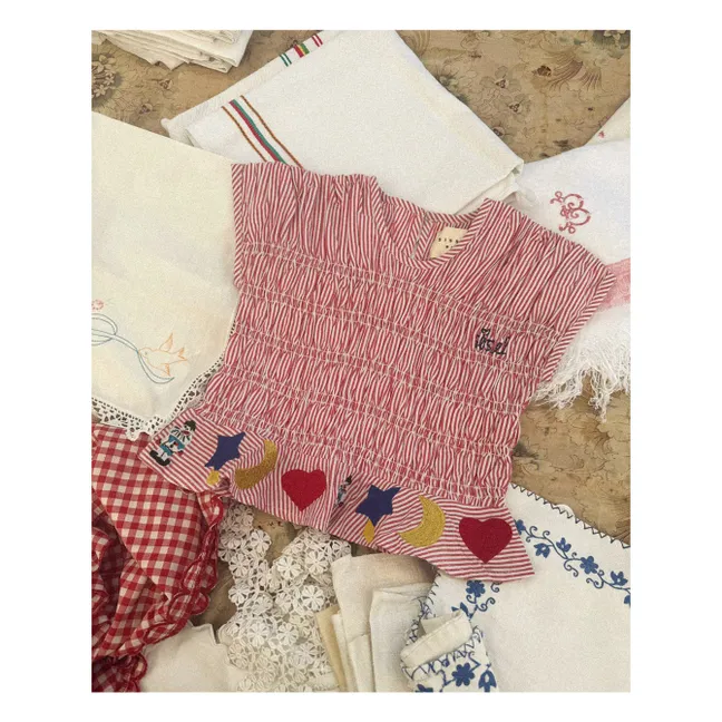 Top Smocké Sol Rayé - Colección Infantil | Rojo