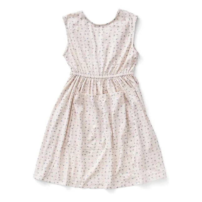 Robe Poche Fleurie Coton Bio | Blanc cassé