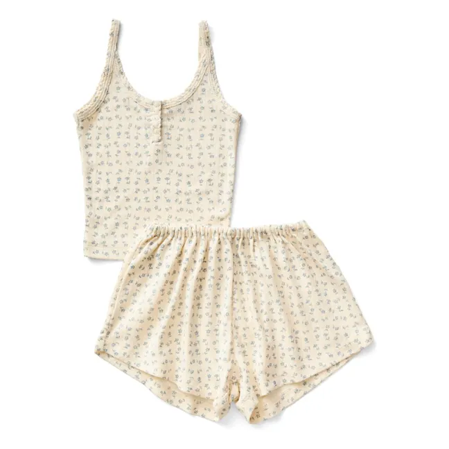 Ensemble Débardeur et Short Favorite Fleuri Coton Bio | Rose poudré