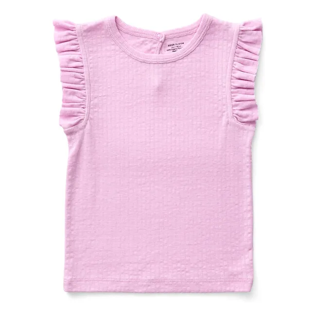 T-shirt Pointelle Frill Coton Bio | Rose