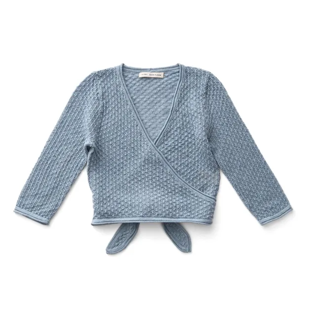 Chaqueta de punto de algodón orgánico Ina | Azul Glaciar