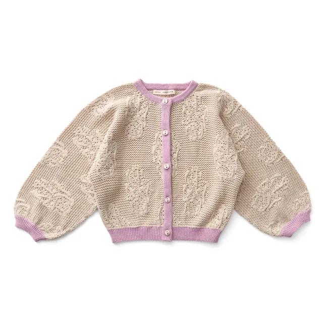 Lettie Fleurs Coton Bio Cardigan | Ecru