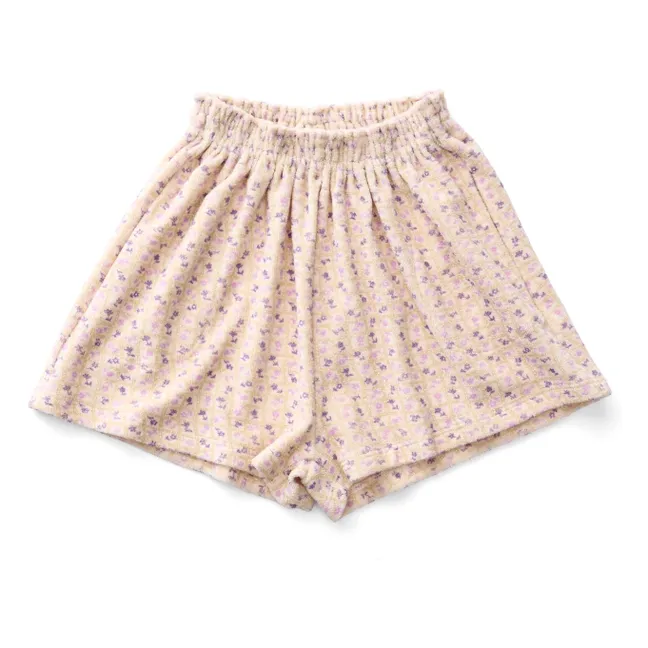 Malla elástica floral de algodón orgánico | Lila