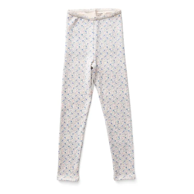 Legging Stretch Fleurs Coton Bio | Ecru