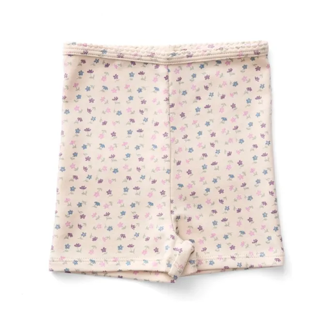 Short Fleuri Coton Bio | Blanc cassé