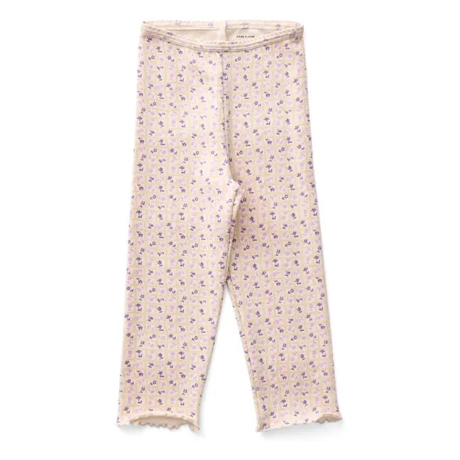 Malla capri floral de algodón orgánico | Rosa empolvado