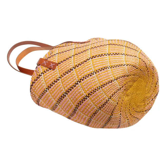 Canasto Shopping Bag Asa de piel | Albaricoque