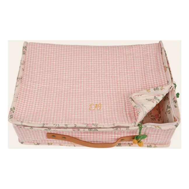 Grande valise de rangement Vichy | Rose