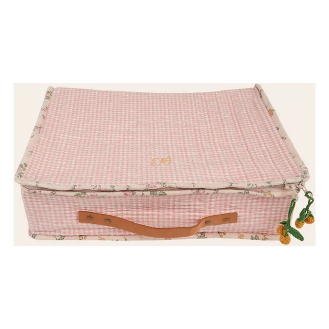 Grande valise de rangement Vichy | Rose