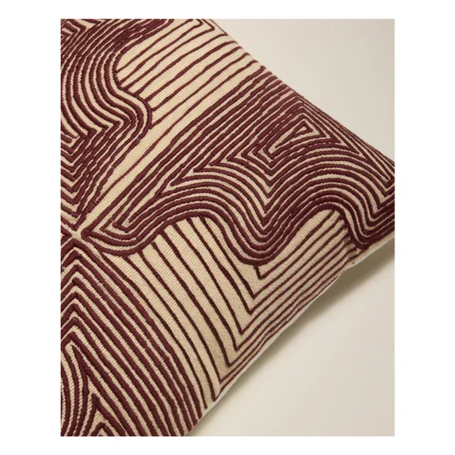 Onda embroidered cushion | Carmine red