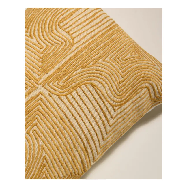 Onda embroidered cushion | Ochre
