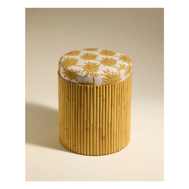 Riviera palm-tree print pouffe | Ochre