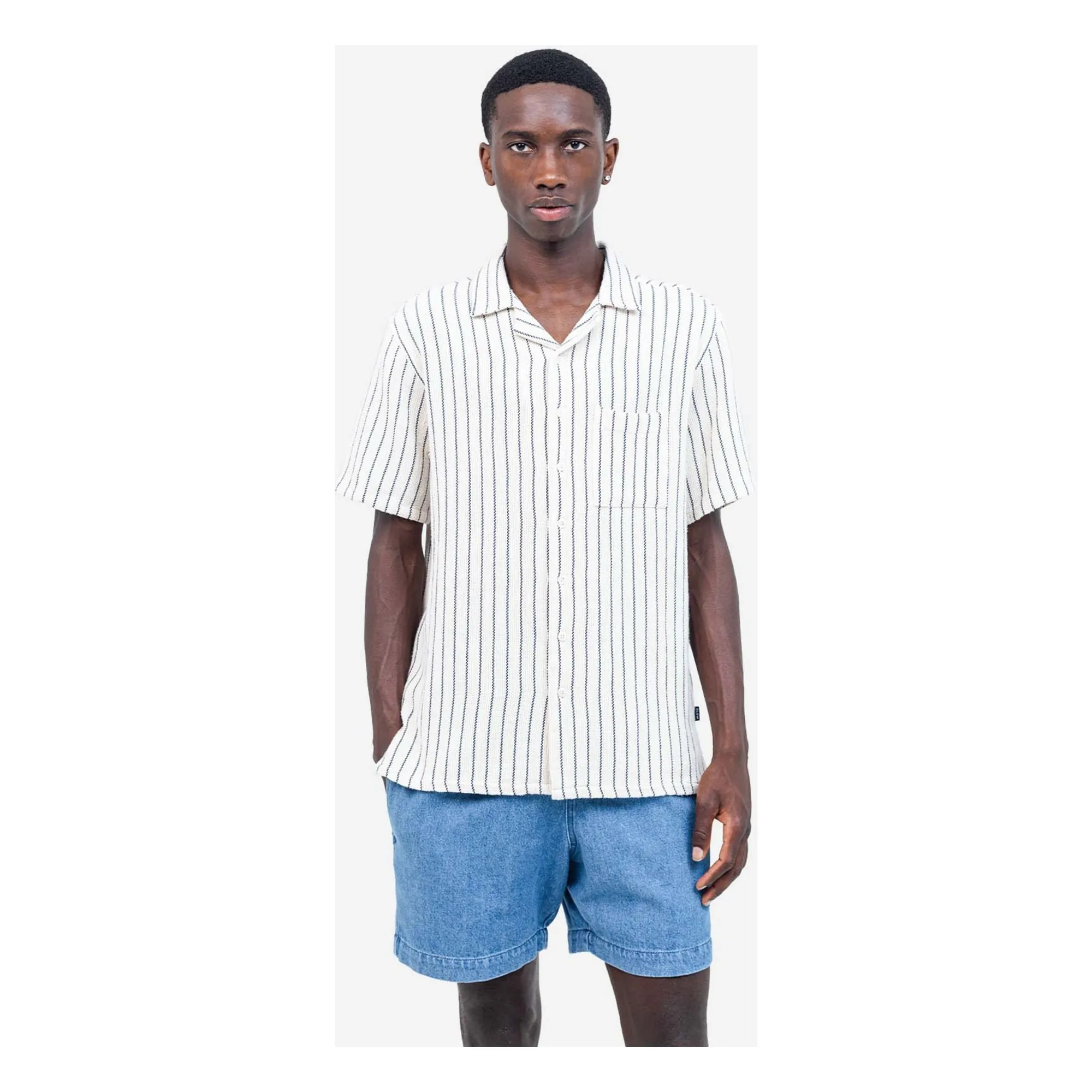 Olow White Aloha Striped Shirt