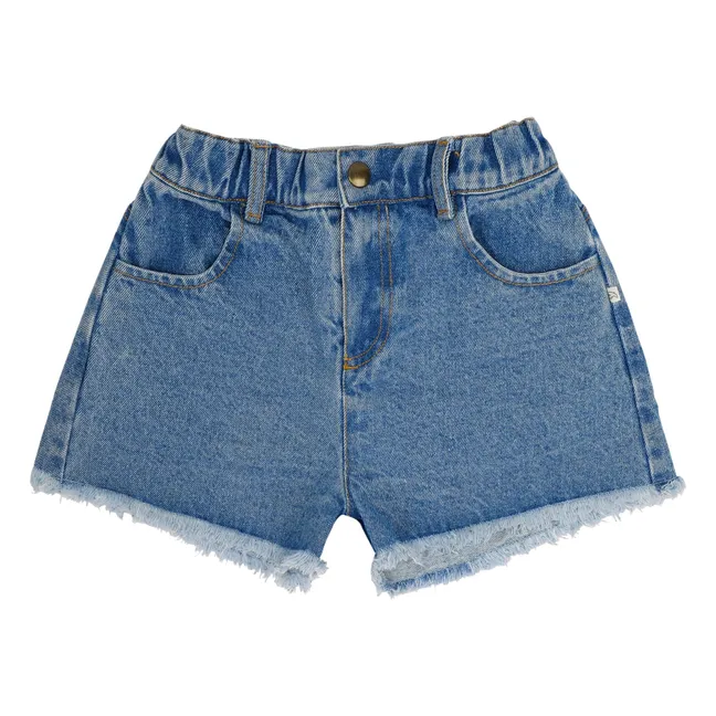 Pantalones cortos vaqueros de algodón ecológico Lilou | Azul