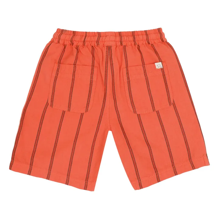 Pantalones cortos de algodón orgánico a rayas Knox | Rojo- Imagen del producto n°1