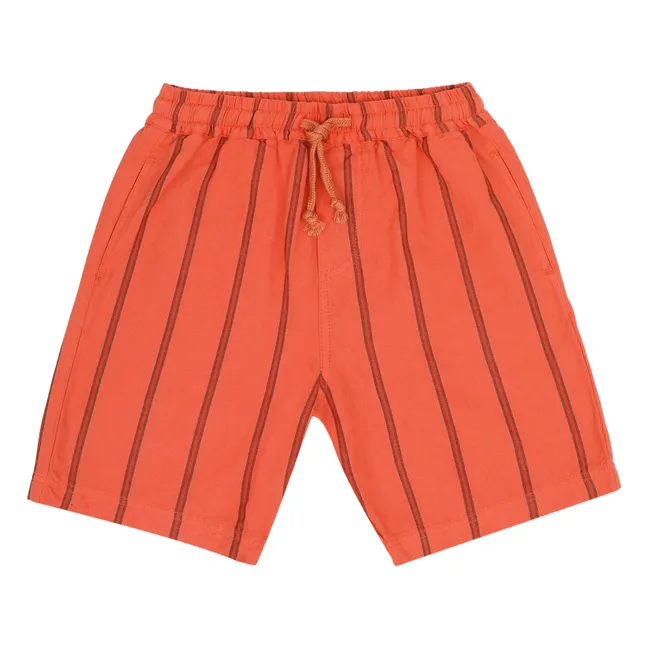 Pantalones cortos de algodón orgánico a rayas Knox | Rojo