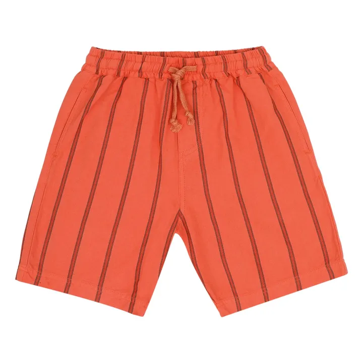Pantalones cortos de algodón orgánico a rayas Knox | Rojo- Imagen del producto n°0