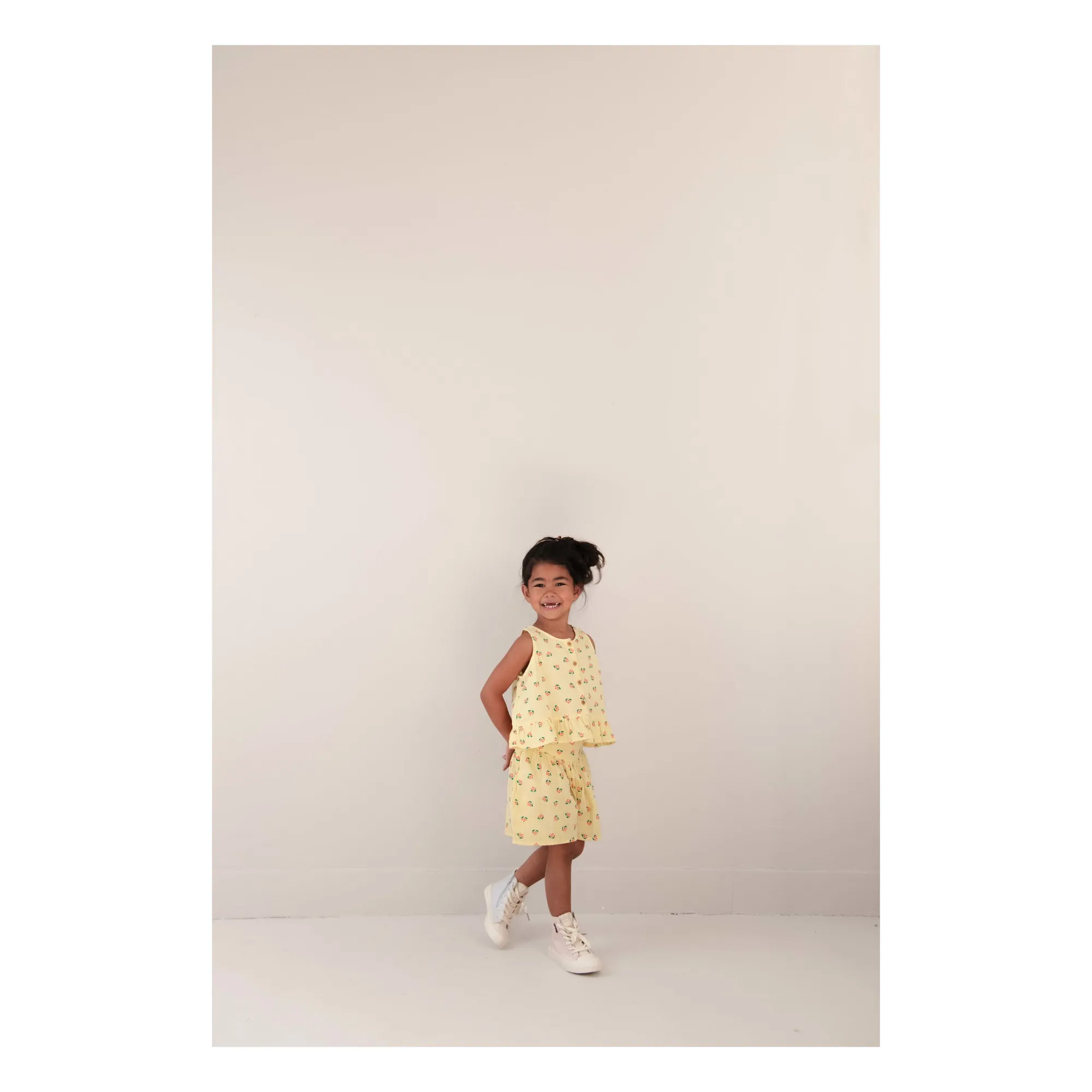 Top Sofie Fleuri Coton Bio | Jaune pâle- Image produit n°3