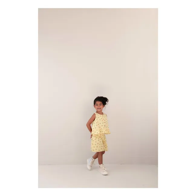 Top Sofie Fleuri Coton Bio | Jaune pâle