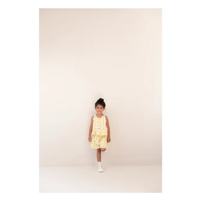 Top Sofie Fleuri Coton Bio | Jaune pâle