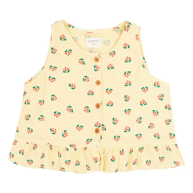 Top Sofie Fleuri Coton Bio | Jaune pâle