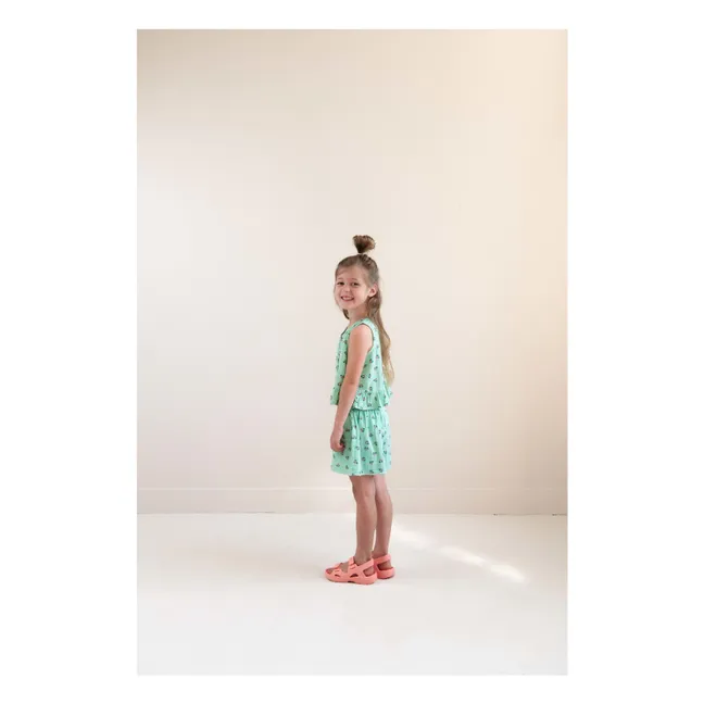 Top Sofie Fleuri Coton Bio | Turquoise