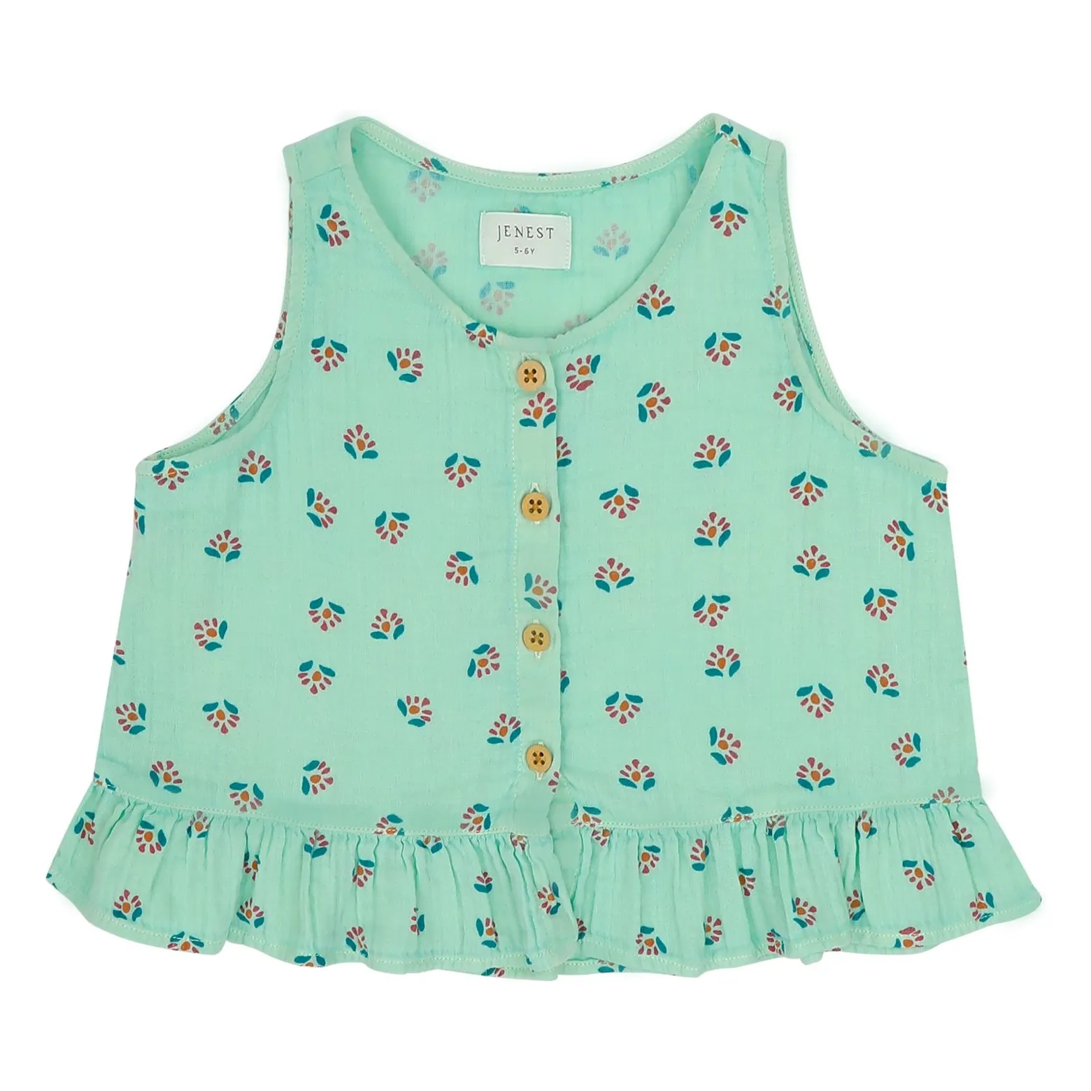 Jenest Turquoise Sofie Fleuri Organic Cotton Top