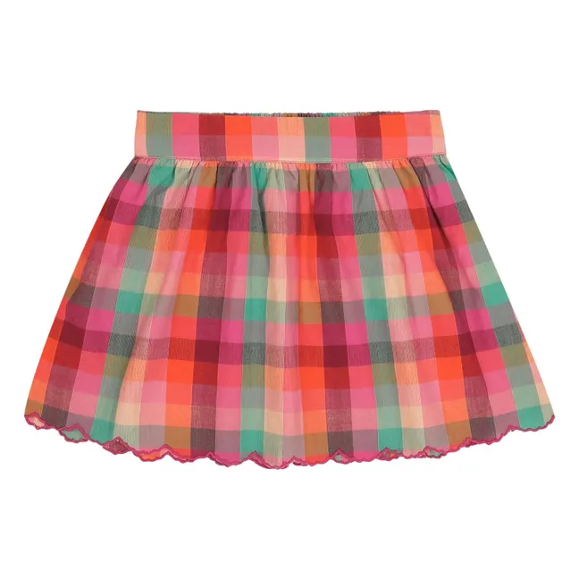 Jupe Feston Sara Carreaux Coton Bio | Rose fuschia