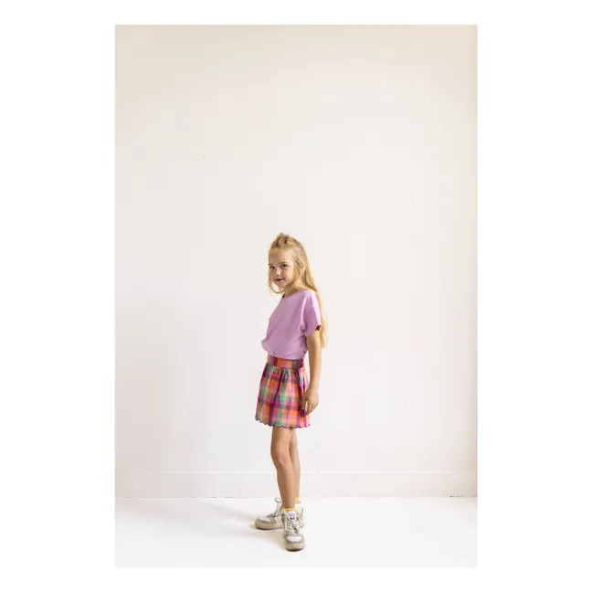 Jupe Feston Sara Carreaux Coton Bio | Rose fuschia