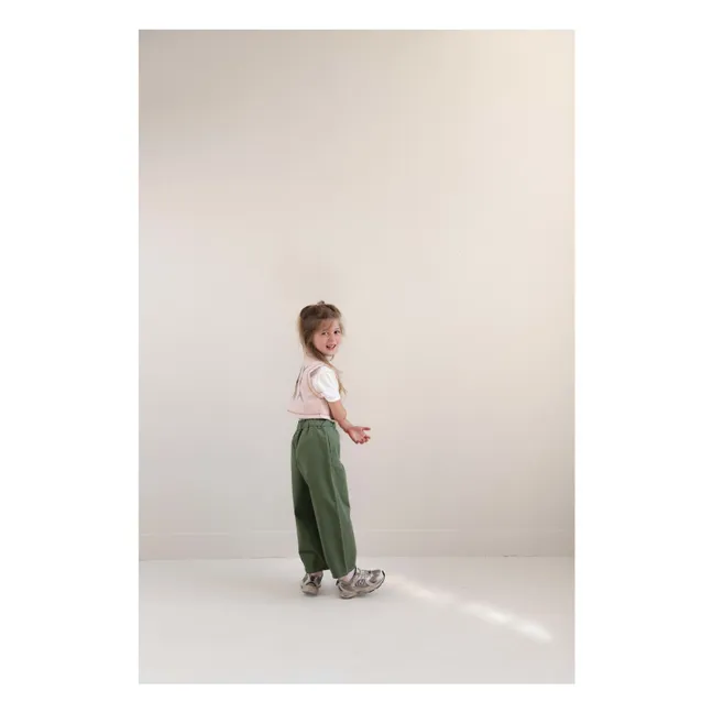 Chaleco sin mangas Lily bordado Algodón orgánico | Rosa Litchi