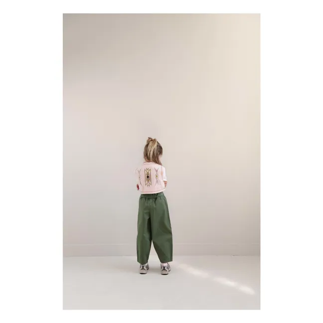 Gilet Sans Manches Brodé Lily Coton Bio | Rose Litchi