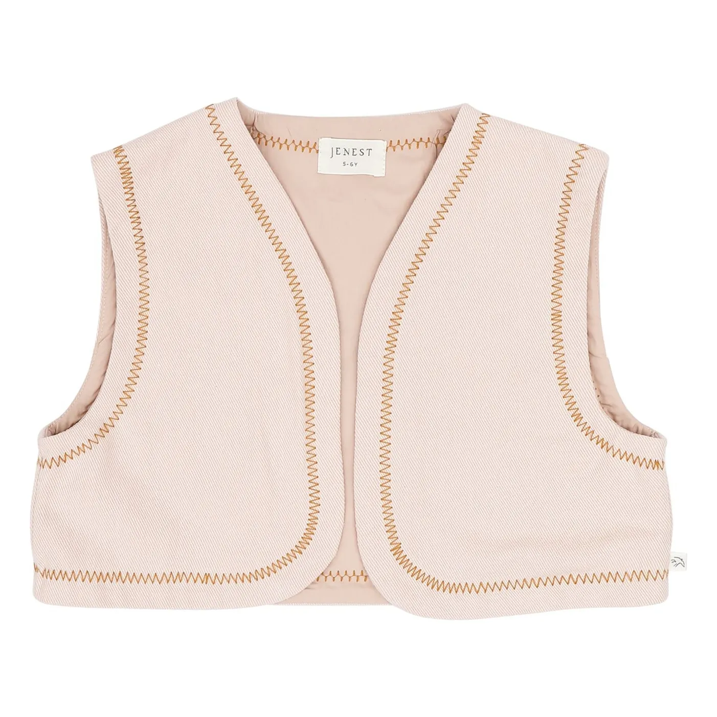 Gilet Sans Manches Brodé Lily Coton Bio | Rose Litchi- Image produit n°3