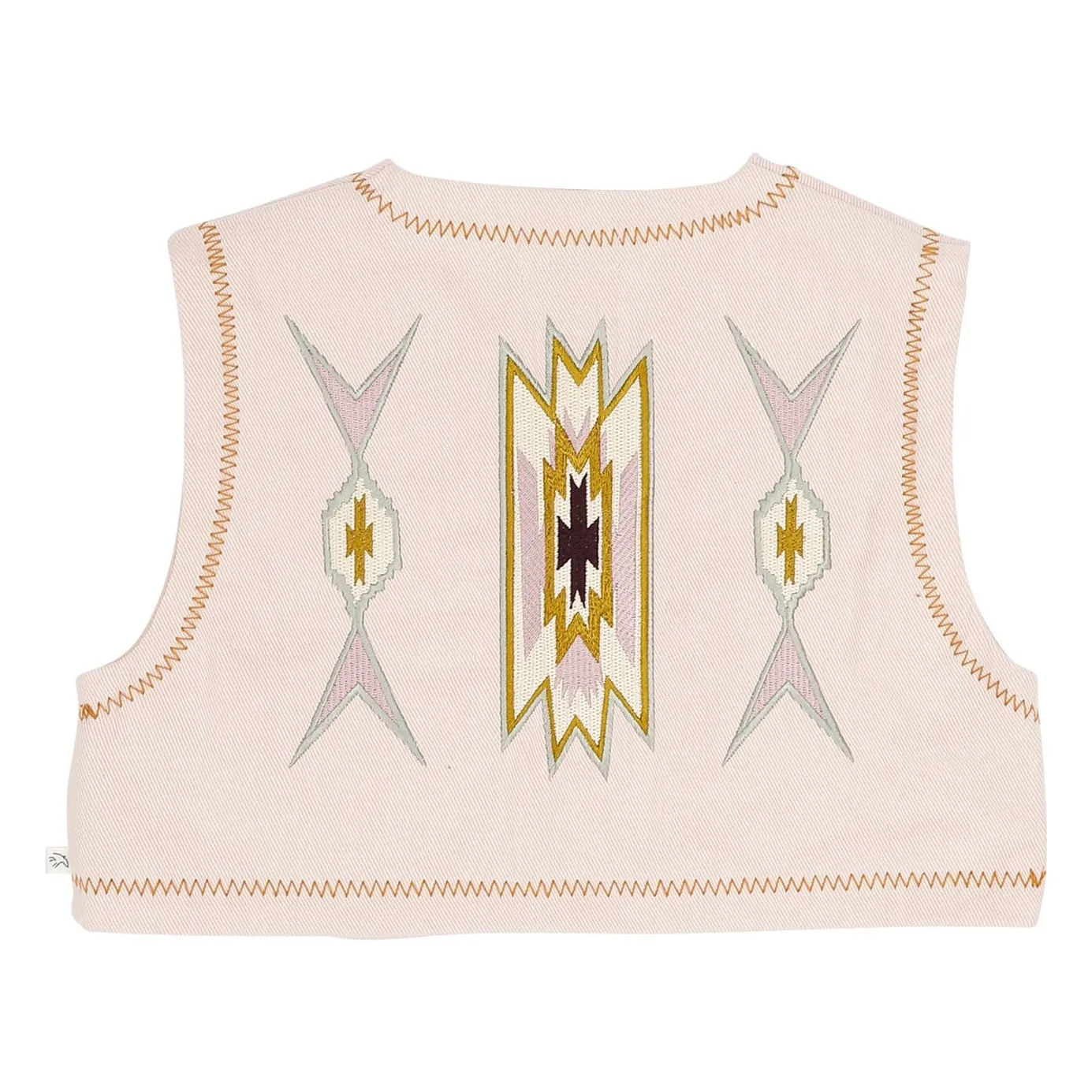 Gilet Sans Manches Brodé Lily Coton Bio | Rose Litchi- Image produit n°0