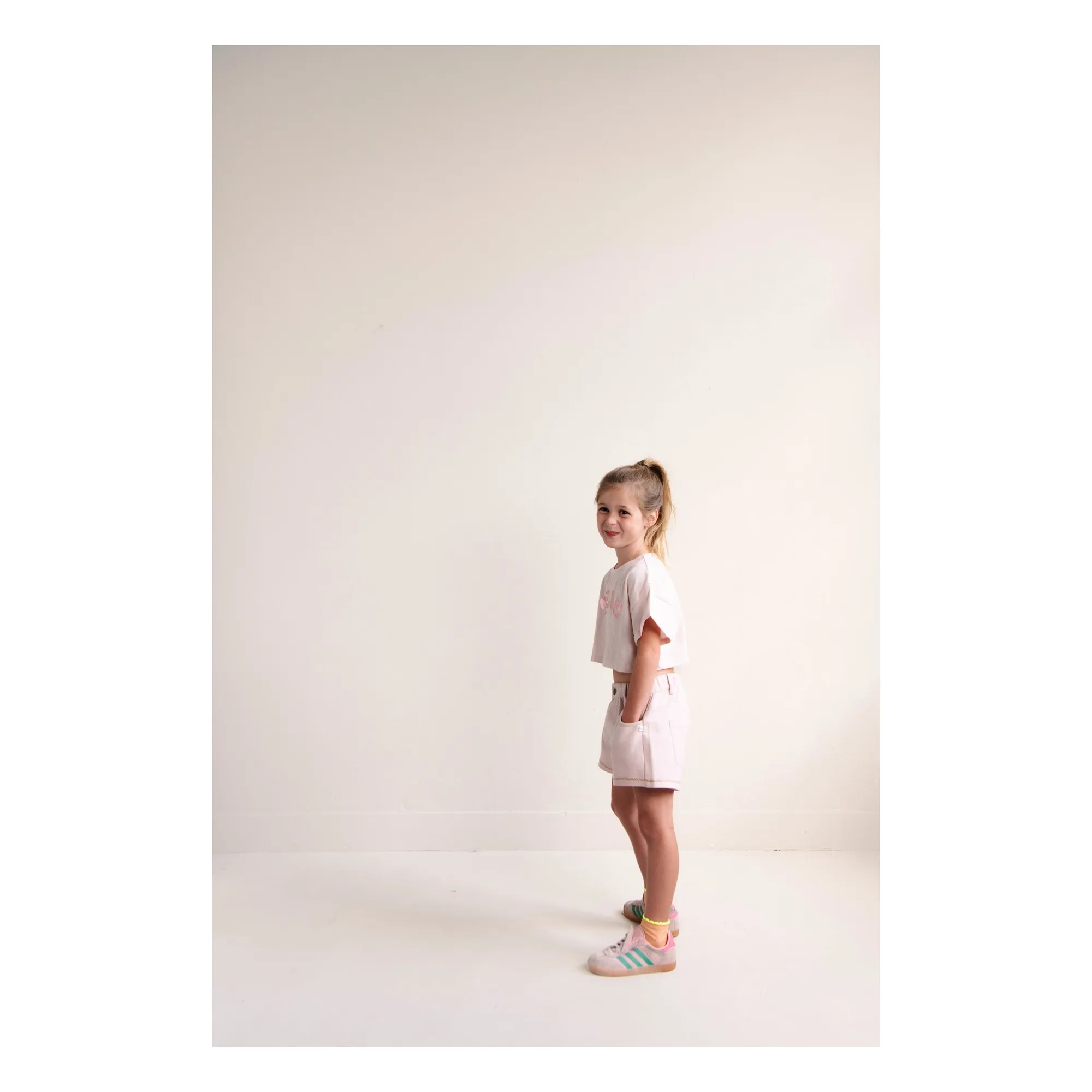 Short Lilou Sergé Coton Bio | Rose pâle- Image produit n°2