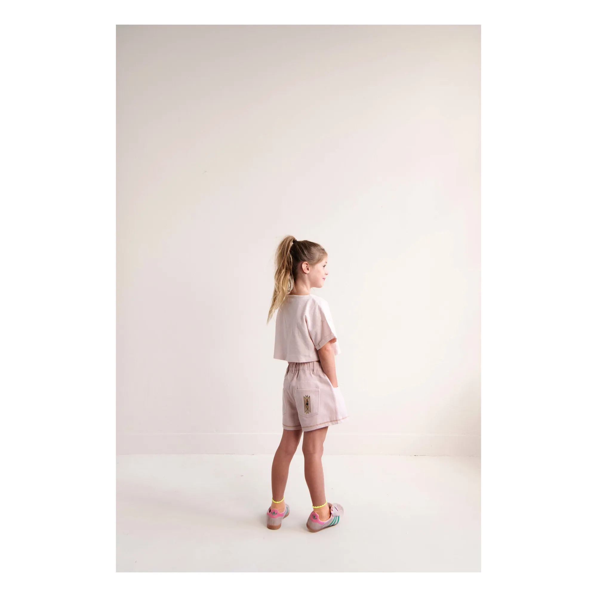 Short Lilou Sergé Coton Bio | Rose pâle- Image produit n°4