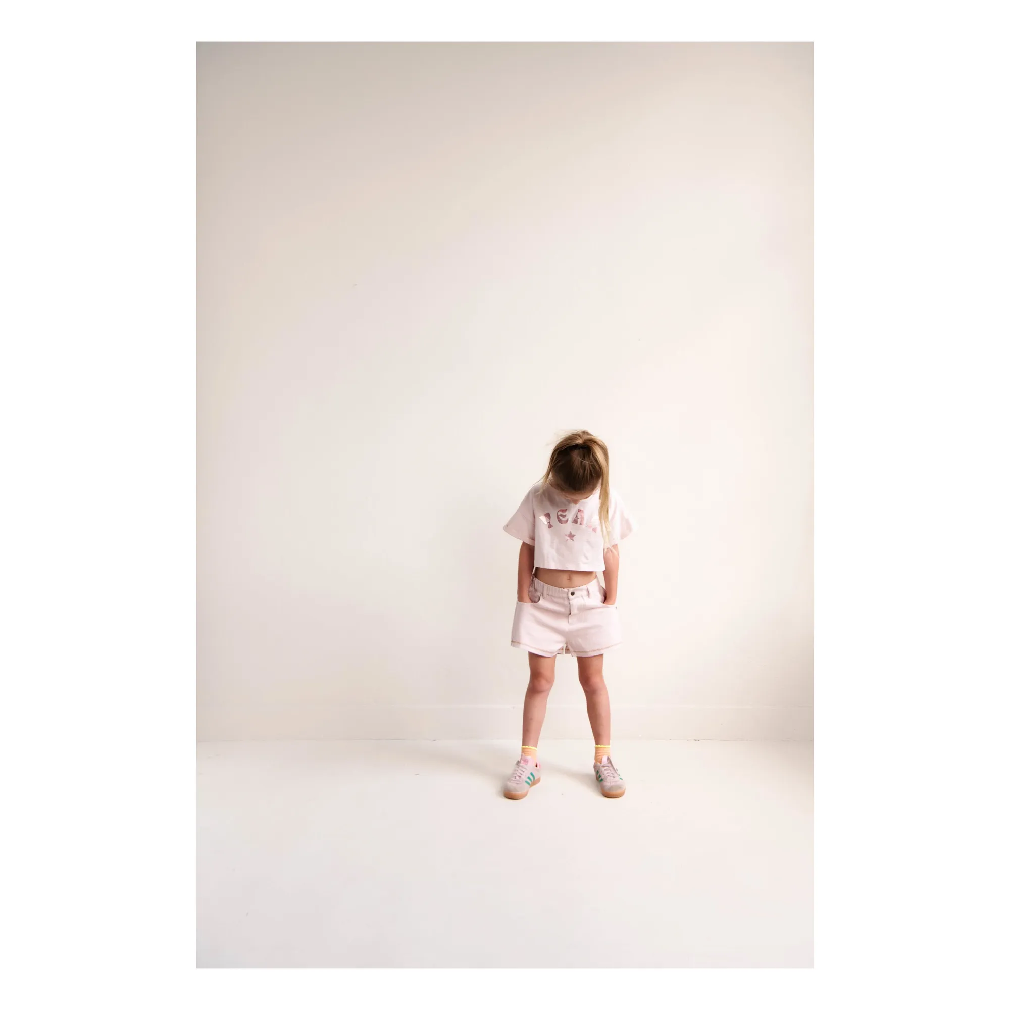 Short Lilou Sergé Coton Bio | Rose pâle- Image produit n°1