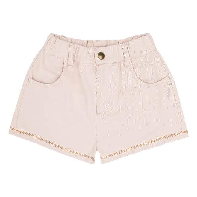 Pantalones cortos de sarga de algodón orgánico Lilou | Rosa Pálido