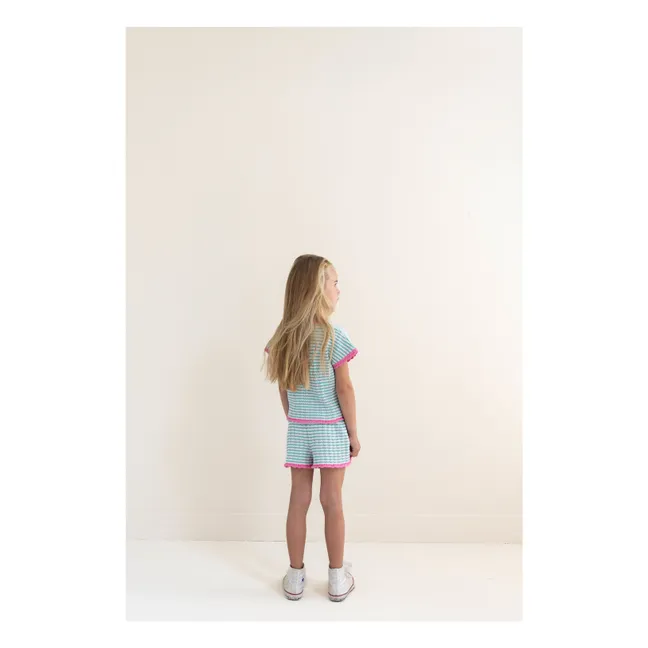 Short Pointelle Lara Coton Bio | Turquoise