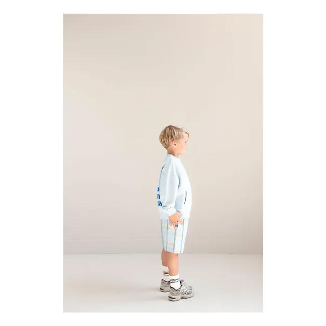 Short Hugo Carreaux Coton Bio | Bleu ciel