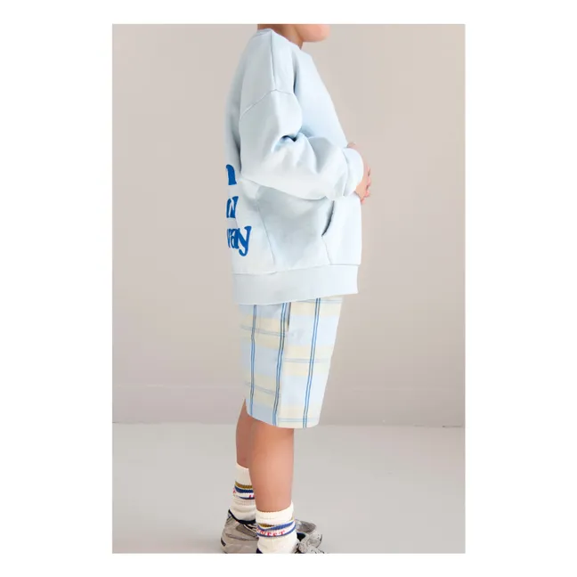 Short Hugo Carreaux Coton Bio | Bleu ciel