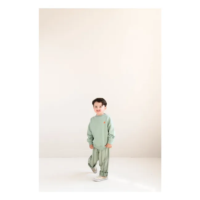 Sudadera de algodón orgánico Happy Bird | Verde Almendra