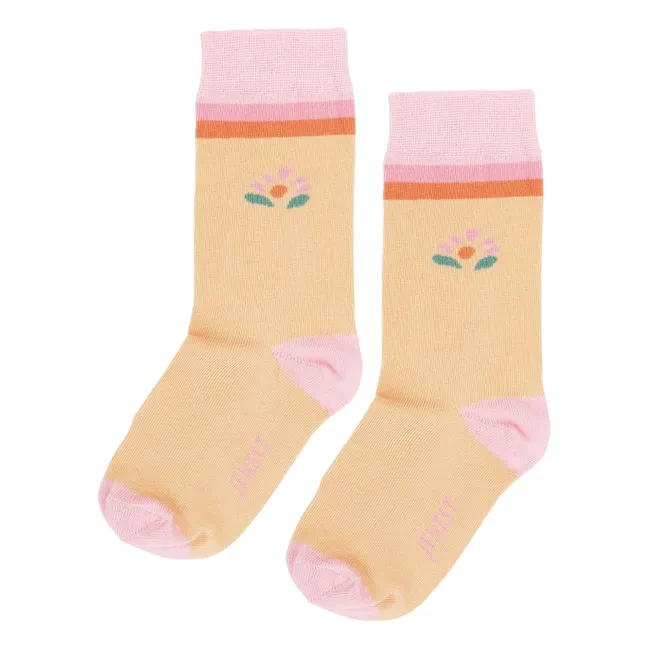 Chaussettes Flower Coton Bio | Abricot