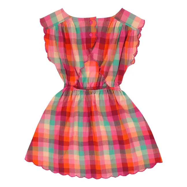 Kleid Kiki Kariert Bio-Baumwolle | Fuchsie