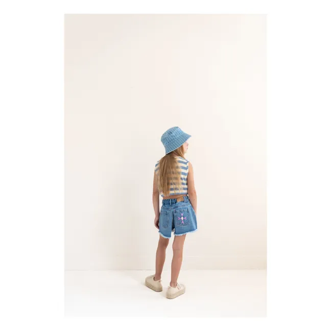 Camiseta sin mangas Eve Stripe de algodón orgánico | Azul
