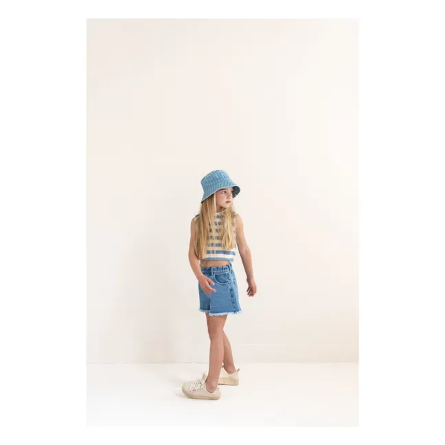 Camiseta sin mangas Eve Stripe de algodón orgánico | Azul