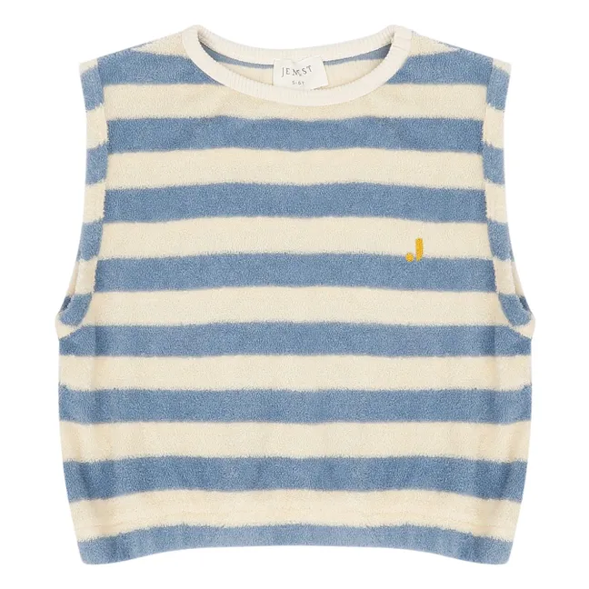 T-shirt Sans Manches Eve Rayé Eponge Coton Bio | Bleu